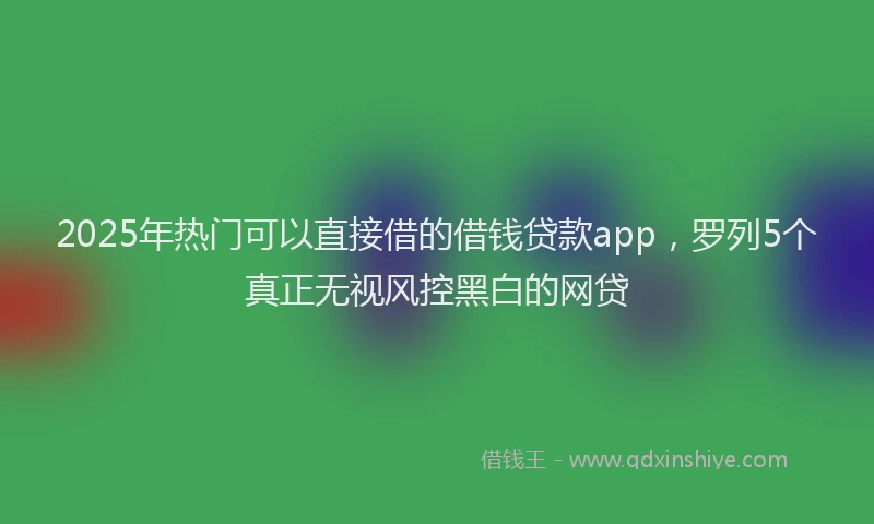 2025年热门可以直接借的借钱贷款app，罗列5个真正无视风控黑白的网贷