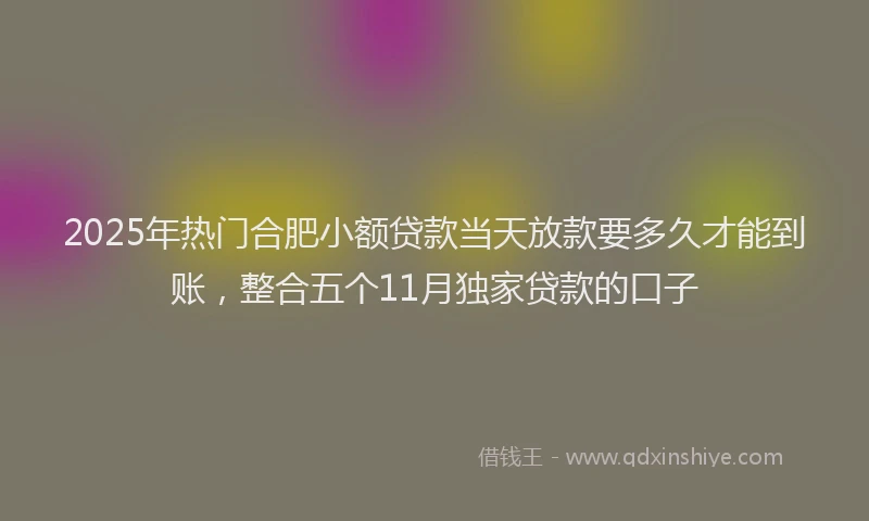 2025年热门合肥小额贷款当天放款要多久才能到账，整合五个11月独家贷款的口子