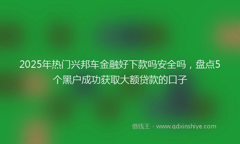 2025年热门兴邦车金融好下款吗安全吗，盘点5个黑户成功获取大额贷款的口子