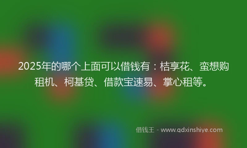 2025年的哪个上面可以借钱有：桔享花、蛮想购租机、柯基贷、借款宝速易、掌心租等。