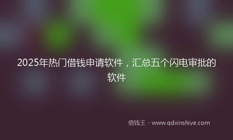 2025年热门借钱申请软件，汇总五个闪电审批的软件