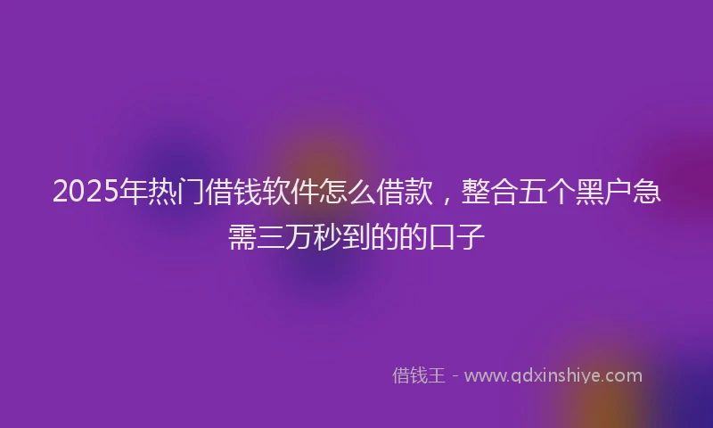 2025年热门借钱软件怎么借款，整合五个黑户急需三万秒到的的口子