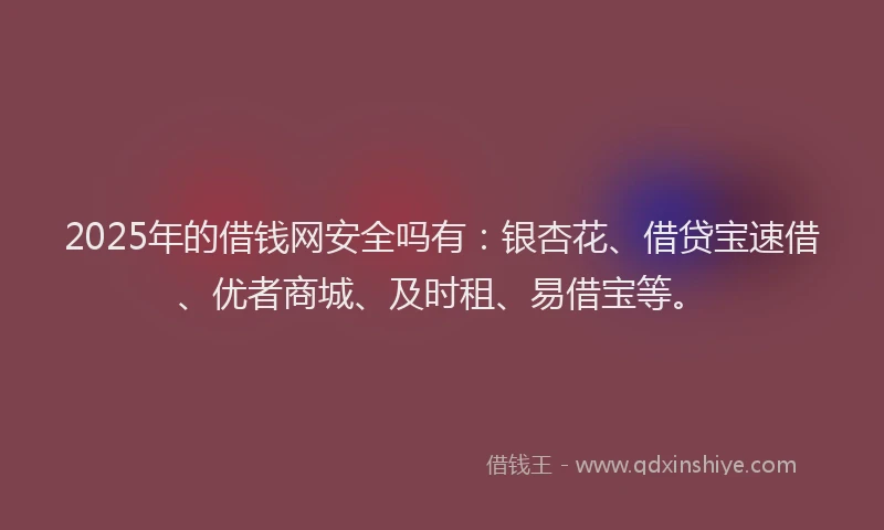 2025年的借钱网安全吗有：银杏花、借贷宝速借、优者商城、及时租、易借宝等。