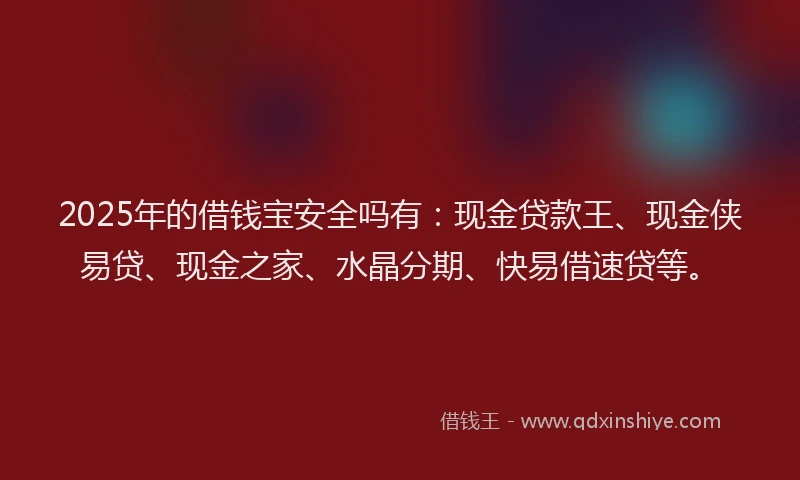 2025年的借钱宝安全吗有：现金贷款王、现金侠易贷、现金之家、水晶分期、快易借速贷等。
