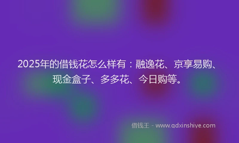 2025年的借钱花怎么样有：融逸花、京享易购、现金盒子、多多花、今日购等。
