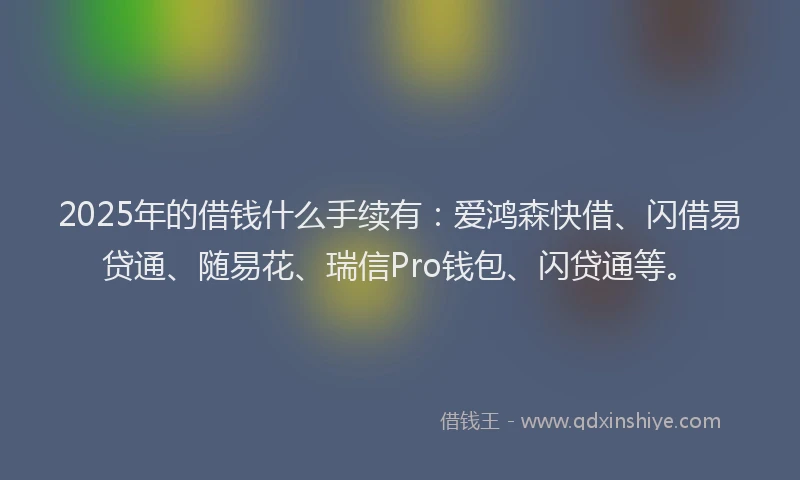 2025年的借钱什么手续有：爱鸿森快借、闪借易贷通、随易花、瑞信Pro钱包、闪贷通等。