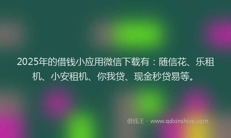 2025年的借钱小应用微信下载有：随信花、乐租机、小安租机、你我贷、现金秒贷易等。