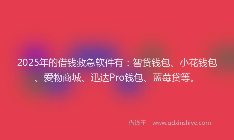 2025年的借钱救急软件有：智贷钱包、小花钱包、爱物商城、迅达Pro钱包、蓝莓贷等。