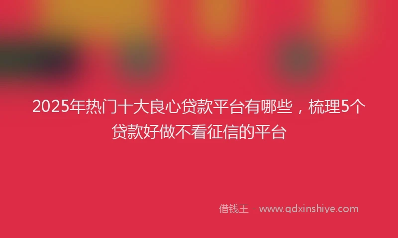 2025年热门十大良心贷款平台有哪些，梳理5个贷款好做不看征信的平台