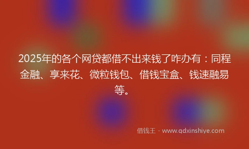 2025年的各个网贷都借不出来钱了咋办有：同程金融、享来花、微粒钱包、借钱宝盒、钱速融易等。