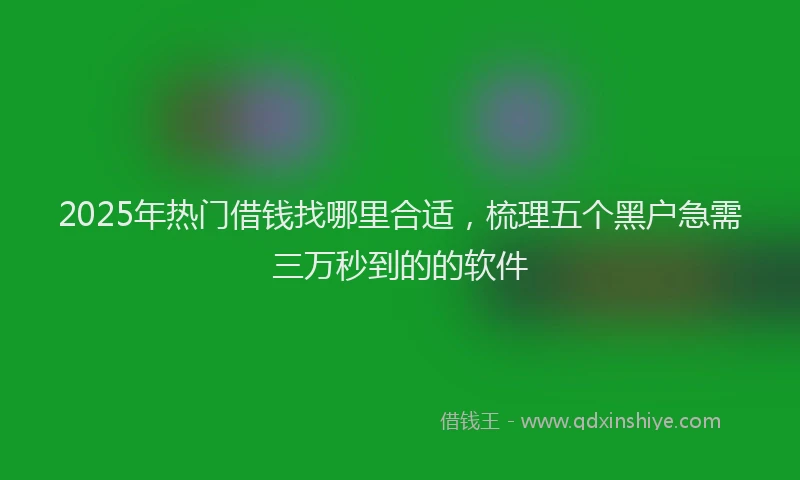 2025年热门借钱找哪里合适，梳理五个黑户急需三万秒到的的软件