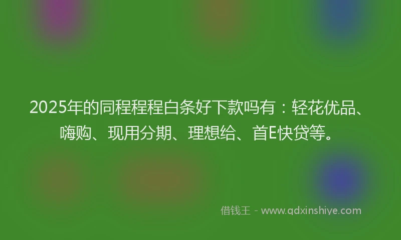 2025年的同程程程白条好下款吗有：轻花优品、嗨购、现用分期、理想给、首E快贷等。