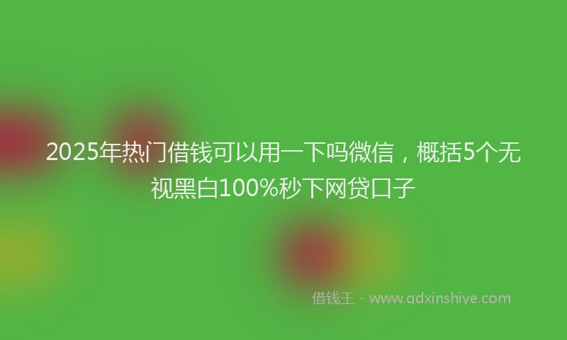 2025年热门借钱可以用一下吗微信，概括5个无视黑白100%秒下网贷口子