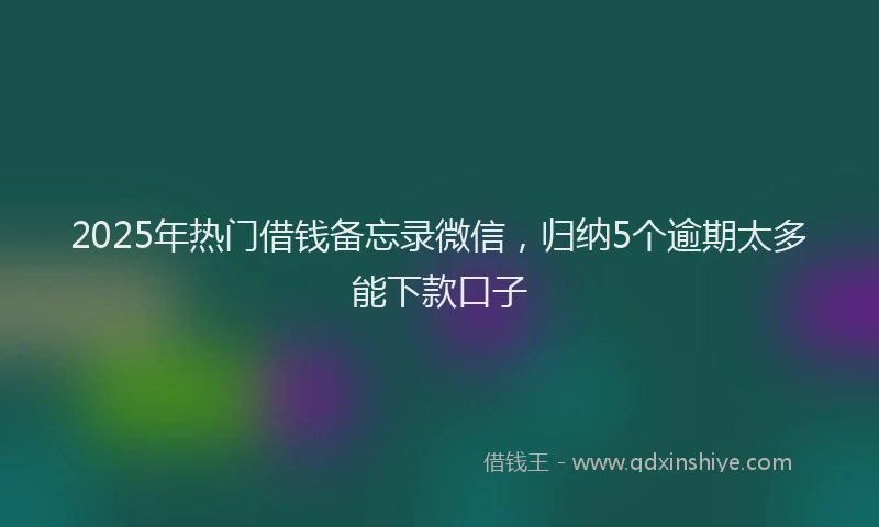 2025年热门借钱备忘录微信，归纳5个逾期太多能下款口子
