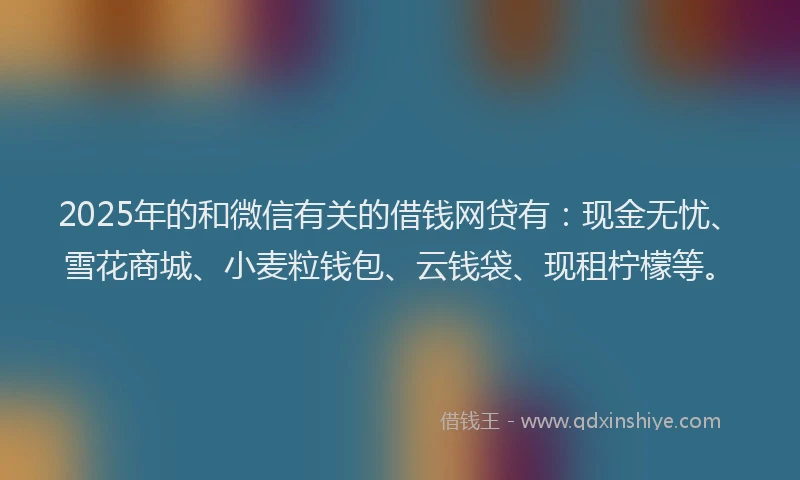 2025年的和微信有关的借钱网贷有：现金无忧、雪花商城、小麦粒钱包、云钱袋、现租柠檬等。