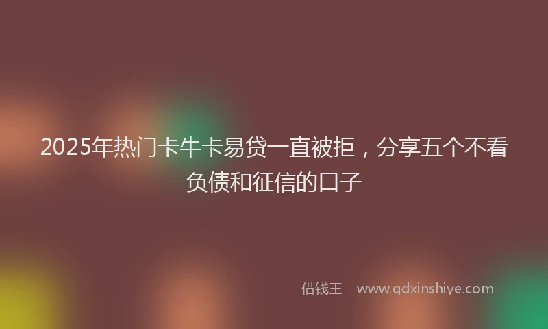 2025年热门卡牛卡易贷一直被拒，分享五个不看负债和征信的口子