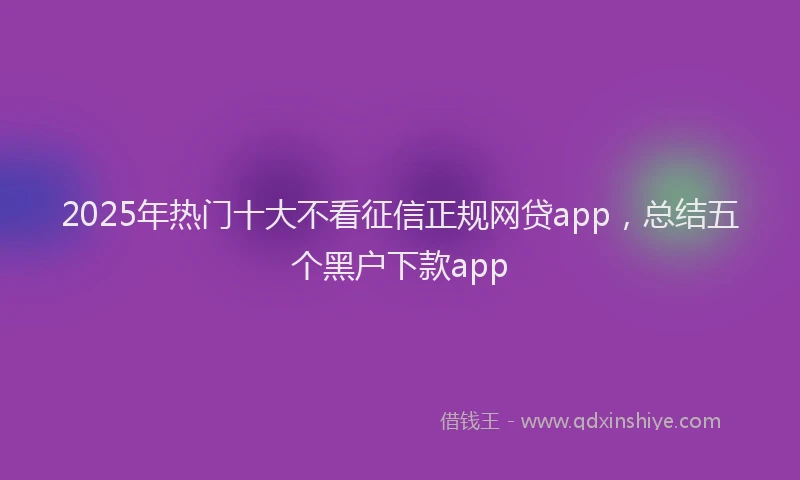 2025年热门十大不看征信正规网贷app，总结五个黑户下款app