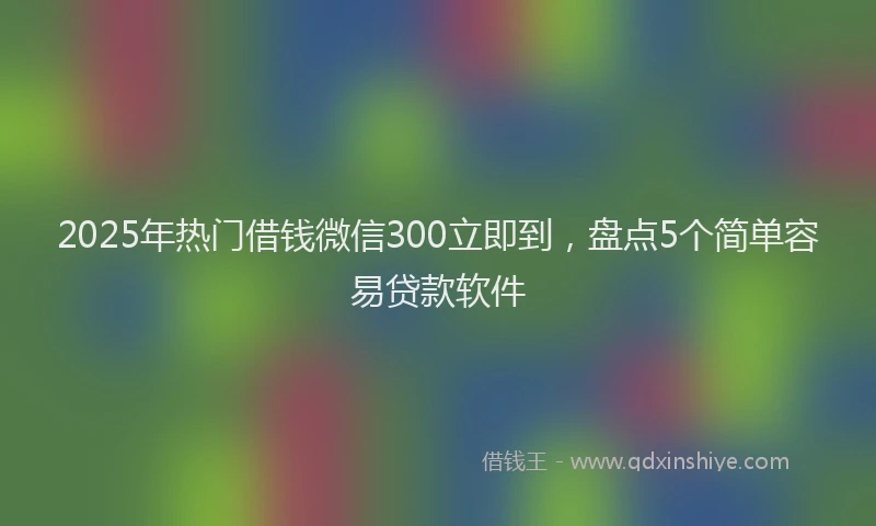 2025年热门借钱微信300立即到，盘点5个简单容易贷款软件