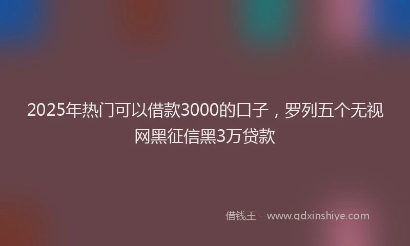 2025年热门可以借款3000的口子，罗列五个无视网黑征信黑3万贷款