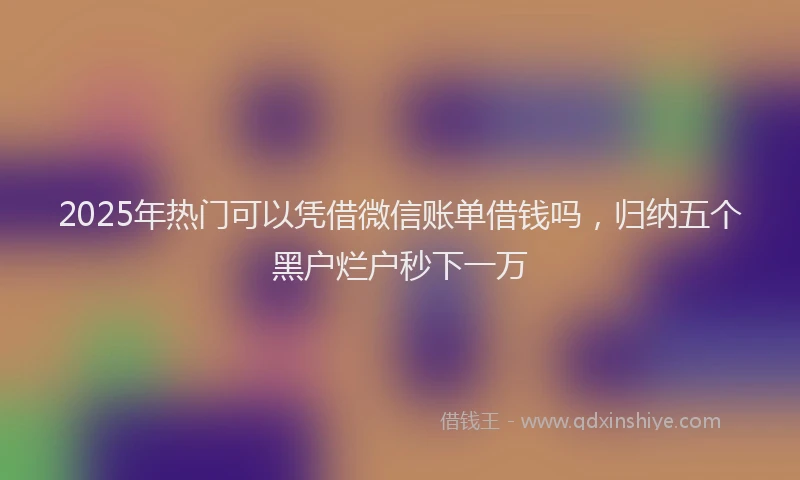 2025年热门可以凭借微信账单借钱吗，归纳五个黑户烂户秒下一万
