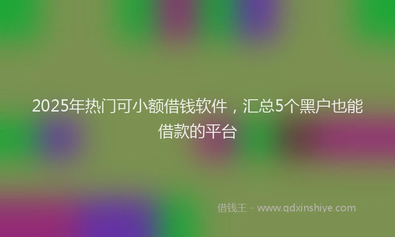 2025年热门可小额借钱软件，汇总5个黑户也能借款的平台