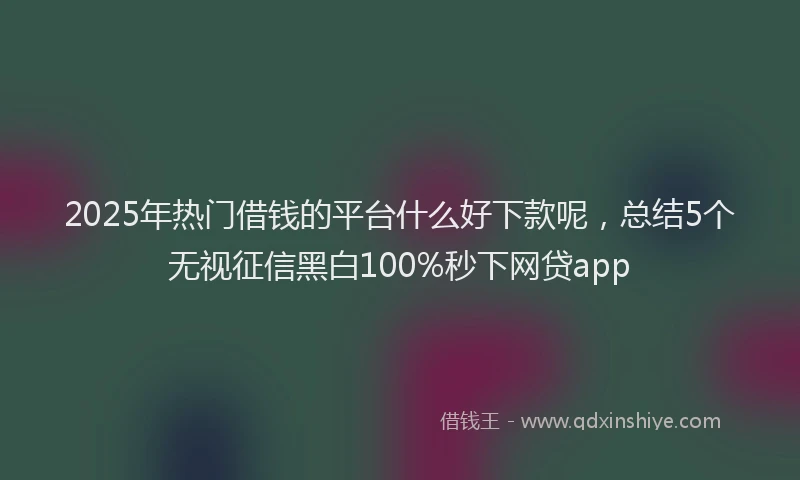 2025年热门借钱的平台什么好下款呢，总结5个无视征信黑白100%秒下网贷app