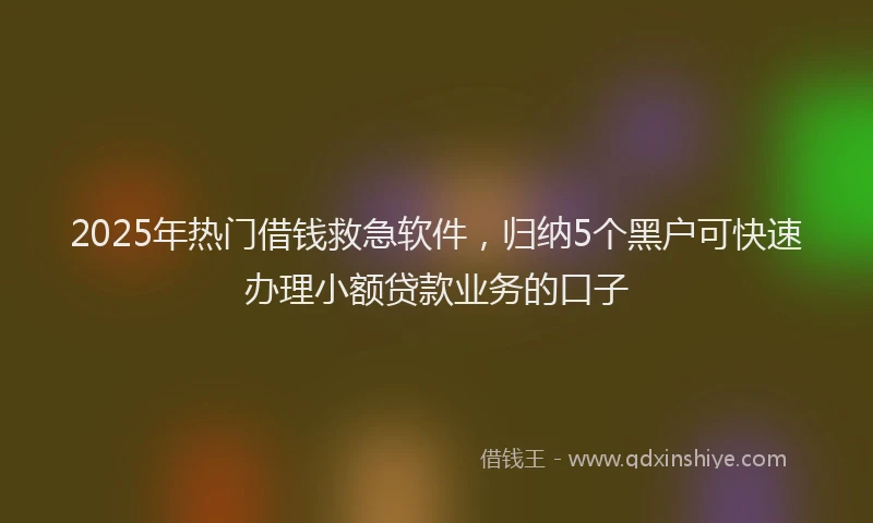 2025年热门借钱救急软件，归纳5个黑户可快速办理小额贷款业务的口子