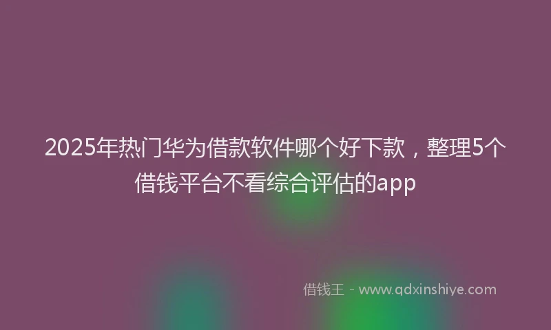 2025年热门华为借款软件哪个好下款，整理5个借钱平台不看综合评估的app