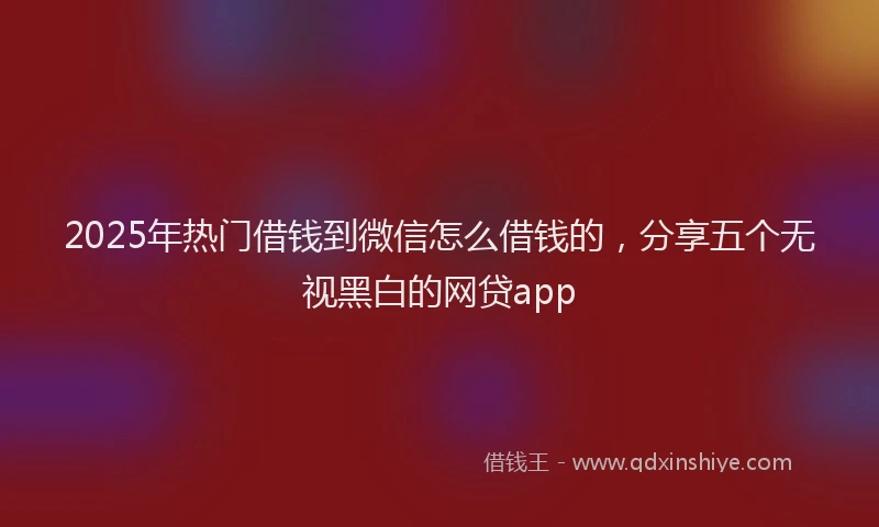 2025年热门借钱到微信怎么借钱的，分享五个无视黑白的网贷app