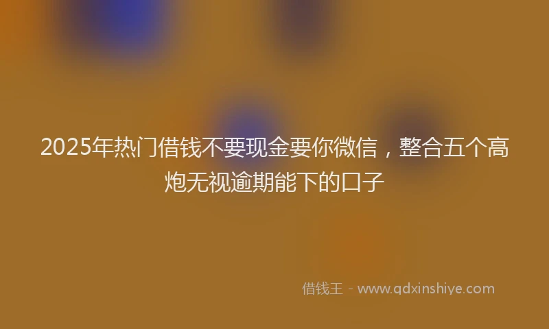 2025年热门借钱不要现金要你微信，整合五个高炮无视逾期能下的口子