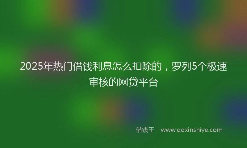 2025年热门借钱利息怎么扣除的，罗列5个极速审核的网贷平台