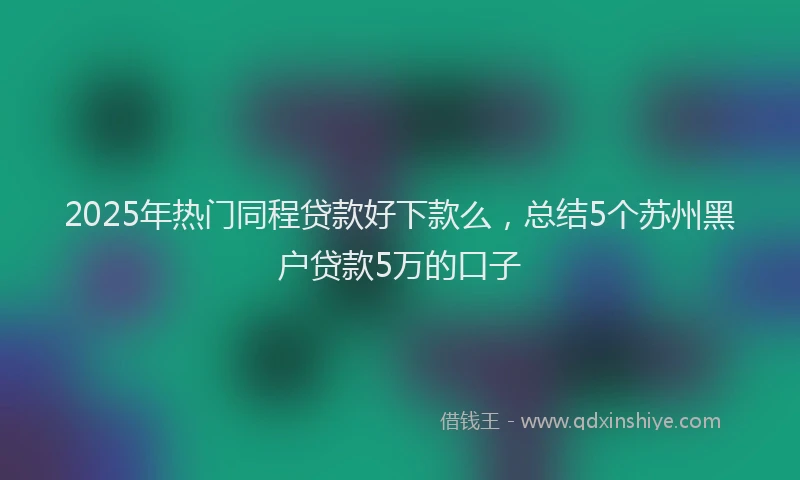 2025年热门同程贷款好下款么，总结5个苏州黑户贷款5万的口子