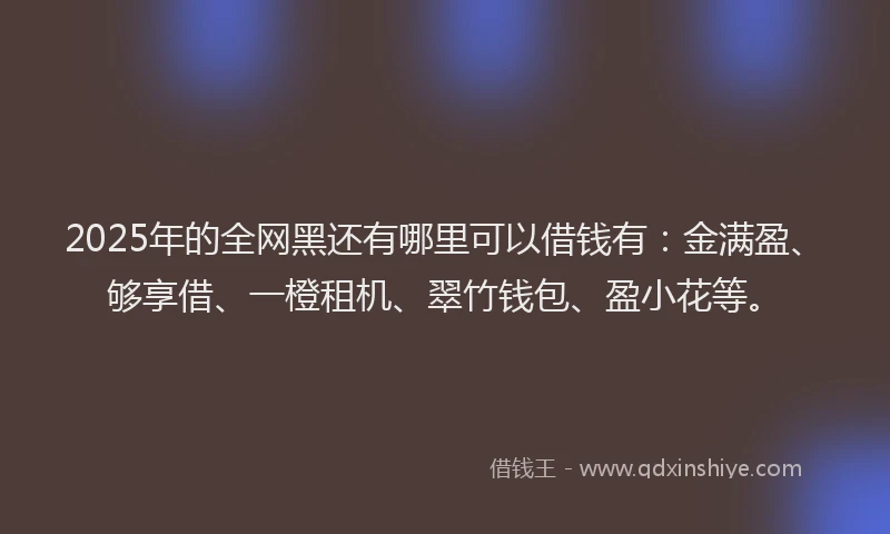 2025年的全网黑还有哪里可以借钱有：金满盈、够享借、一橙租机、翠竹钱包、盈小花等。