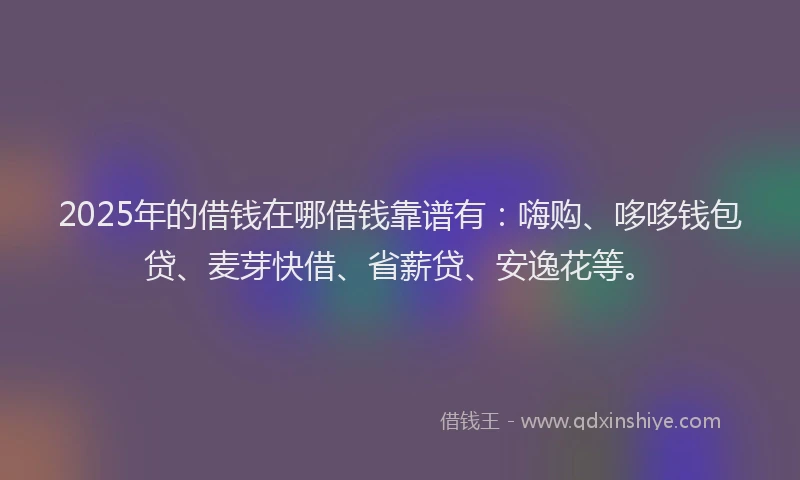 2025年的借钱在哪借钱靠谱有：嗨购、哆哆钱包贷、麦芽快借、省薪贷、安逸花等。