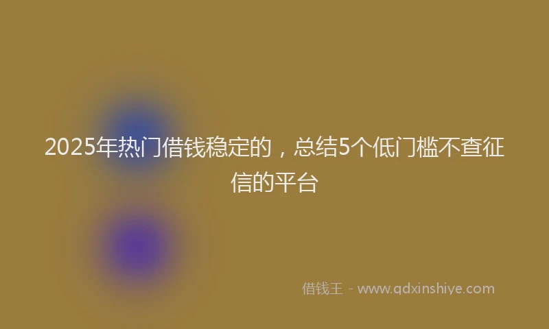 2025年热门借钱稳定的，总结5个低门槛不查征信的平台
