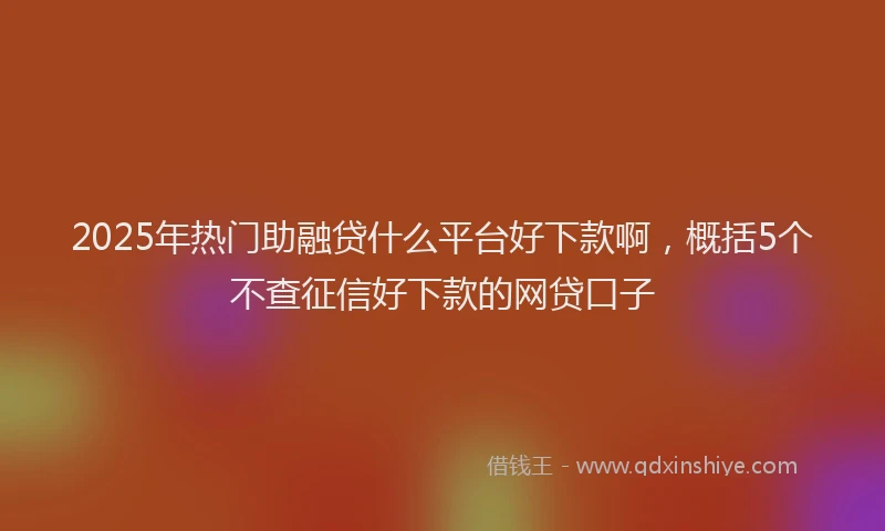 2025年热门助融贷什么平台好下款啊，概括5个不查征信好下款的网贷口子