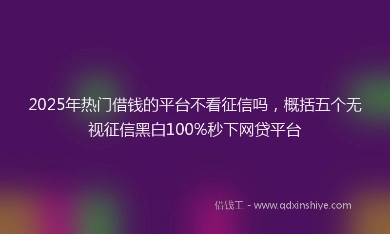 2025年热门借钱的平台不看征信吗，概括五个无视征信黑白100%秒下网贷平台