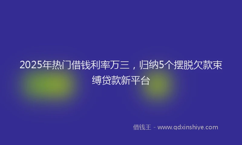 2025年热门借钱利率万三，归纳5个摆脱欠款束缚贷款新平台