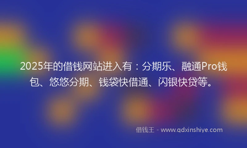 2025年的借钱网站进入有：分期乐、融通Pro钱包、悠悠分期、钱袋快借通、闪银快贷等。