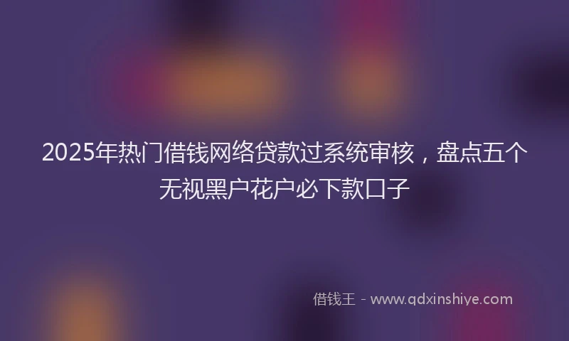 2025年热门借钱网络贷款过系统审核，盘点五个无视黑户花户必下款口子