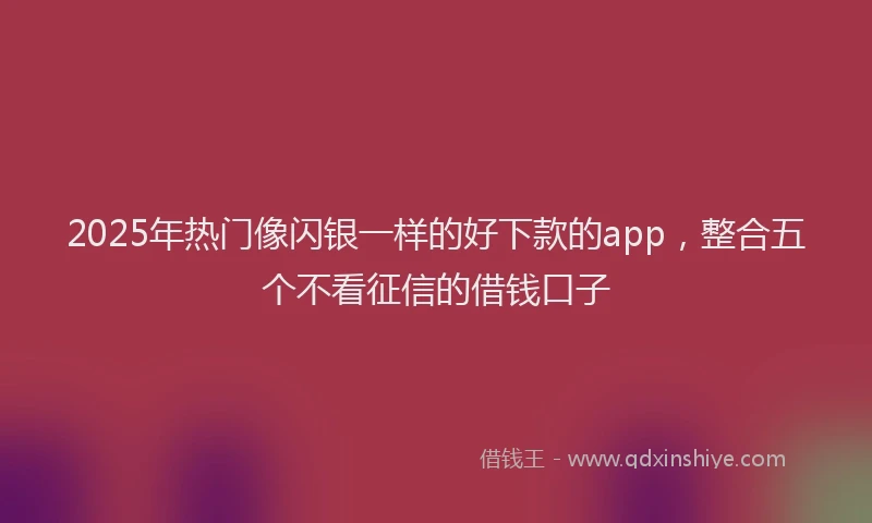 2025年热门像闪银一样的好下款的app，整合五个不看征信的借钱口子