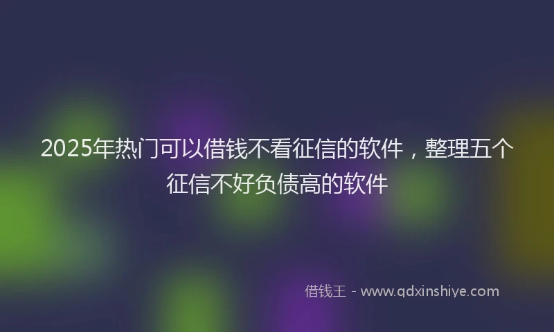 2025年热门可以借钱不看征信的软件，整理五个征信不好负债高的软件