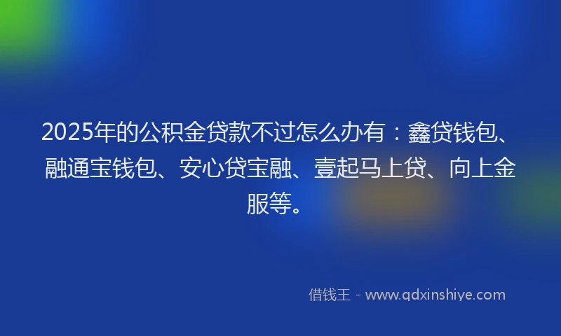 2025年的公积金贷款不过怎么办有：鑫贷钱包、融通宝钱包、安心贷宝融、壹起马上贷、向上金服等。
