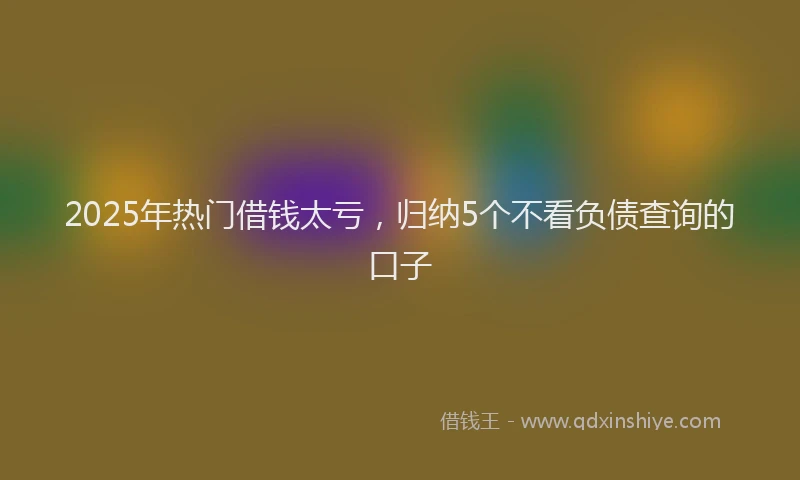 2025年热门借钱太亏，归纳5个不看负债查询的口子