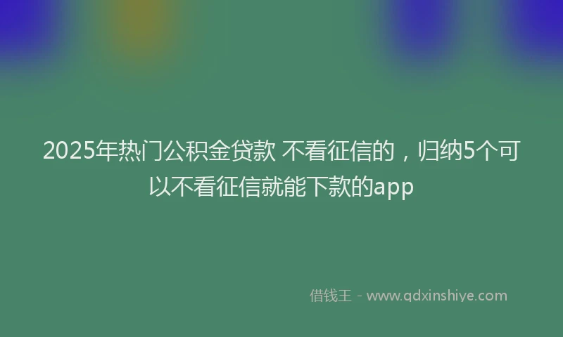 2025年热门公积金贷款 不看征信的，归纳5个可以不看征信就能下款的app