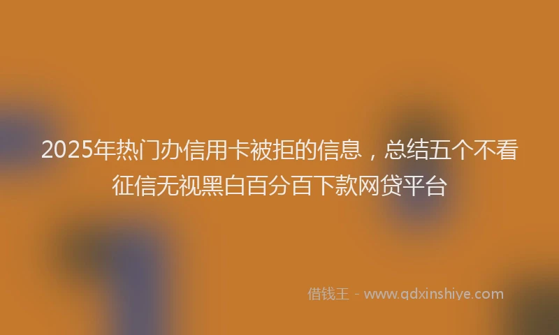 2025年热门办信用卡被拒的信息，总结五个不看征信无视黑白百分百下款网贷平台