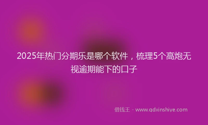 2025年热门分期乐是哪个软件，梳理5个高炮无视逾期能下的口子