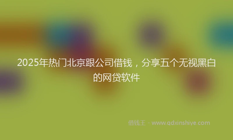 2025年热门北京跟公司借钱,分享五个无视黑白的网贷软件
