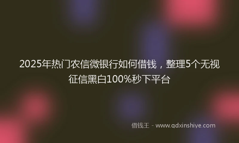 2025年热门农信微银行如何借钱，整理5个无视征信黑白100%秒下平台