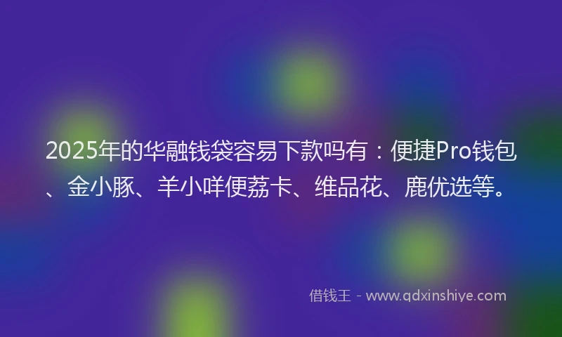 2025年的华融钱袋容易下款吗有：便捷Pro钱包、金小豚、羊小咩便荔卡、维品花、鹿优选等。